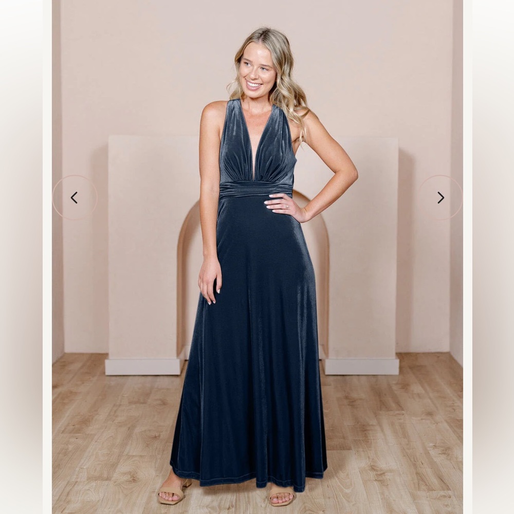Revelry royal blue velvet maxi formal gown for bridesmaid, prom, formal event!